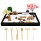 Mini Zen Garden, White Sand, 10" x 7" Rectangular Plastic Tray with Meditation Accessories - size: 10" x 7" x 0.8"
