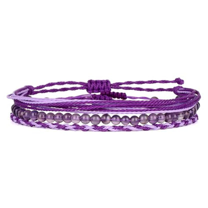 QOGIR Handmade Healing Bracelet,6mm Natural Gem Stone Bracelet rope bracelet - color: Amethyst(Spiritual Awareness), size: 4mm