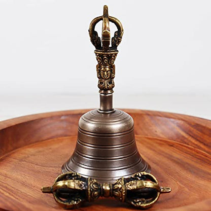 Hand Bell,Buddhist Meditation Bell It Can Also Be Played Like A Singing Bowl, Producing A Delicate And Inspiring Sound By Rubbing The Wooden Punch Along The Rim Of The Bell