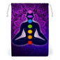 Teeth Dental Seamless Pattern Double Sided Printed Canvas Drawstring Storage Bag - color: Seven Chakra Yoga Meditation Lotus Purple Man, size: 12*18cm