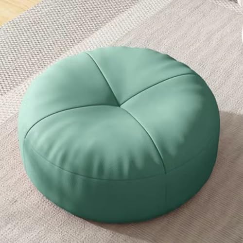 Round Floor Seat Cushion Extra Thick Adults Yoga Meditation Cushions with EPS Particles Filling,Waterproof Leather Soft Floor Pillows Seating Pouf (Cyan,12x12x6.7inch) - color: Cyan, size: 12x12x6.7inch