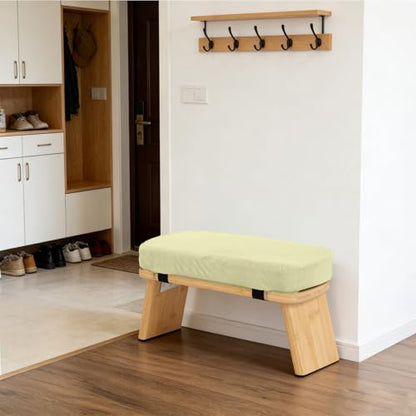 Meditation Bench, Bamboo Meditation Stool, Folding Kneeling Meditation Bench, Seiza Prayer Bench, Prayer Bench with Meditation Cushion, Kneeling Stool(Beige-Bag) - color: Beige-bag