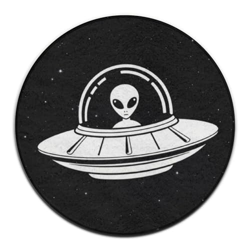 Home Decor Modern Round Area Rug, Non-Slip Kitchen Office Circle Rug, Room Sofa Yoga Soft Round Carpet Compatible with Galaxy Space Alien UFO 24inch(60cm) - color: Color513, size: 24inch(60cm)