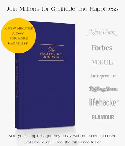 The Original Gratitude Journal with Inspiring Prompts & Quotes for Mindfulness, Reflection & Personal Growth - Daily Wellness Journal for Men & Women - Luxurious Linen Blue Cover - color: Blue