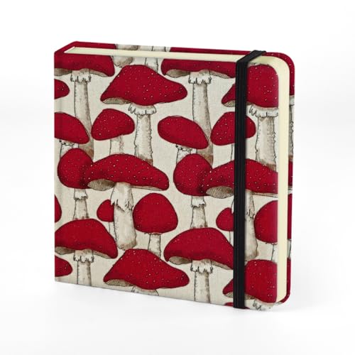 Mifuner 4.8x4.8in 80gsm Mini Notebooks Art Blank Pages Sketchbooks Travel Journal Pocket Hardcover Paint Writing Notebook Blank Diary Memo Planner Sketchbook Fabric Cover.Red Mushroom - color: Cloth-Red Mushroom