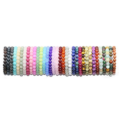 LovelyBead Gemstone Bracelets Natural Genuine Gemstones Birthstone Handmade Healing Power Crystal Beads Elastic Stretch 8mm 7.5 Inch Unisex