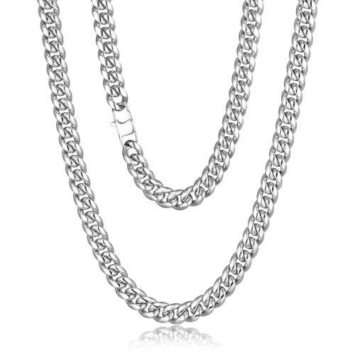 Chain for Men Stainless Steel Cuban Link Chain Necklace Silver Toned Mens Necklaces 18, 20, 22, 24, 26 Inch - size: 26 Inches, style: 10mm width-stainless steel