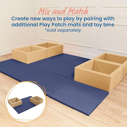 ECR4Kids SoftZone Play Patch Activity Mat Squares, Modular Playmat, Navy, 4-Pack - color: Navy