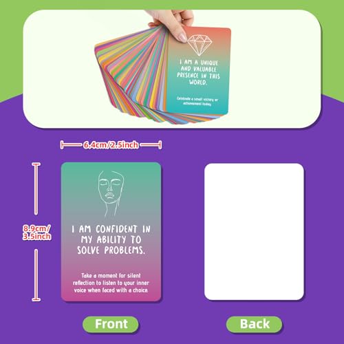Mindfulness Cards, 50-Piece Cards, Paper Motivational Card with Gradient Design for Self-Reflection, Personal Growth, Team Motivation, Teens, Adults