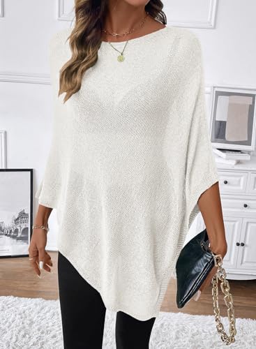 SHEWIN Womens Sheer Knit Poncho Crochet Summer Tops See Through Mesh Spring Sweaters Beach Cover Ups for Women 2026