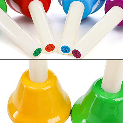 Tosnail 8 Note Metal Hand Bells Colorful Musical Percussion Instruments