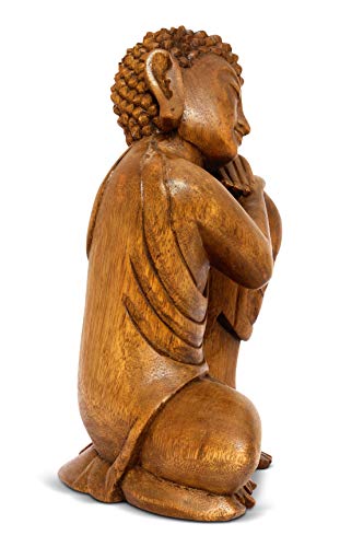 G6 Collection 8" Wooden Serene Sleeping Buddha Statue Hand Carved Sculpture Handmade Figurine Decorative Home Decor Accent Handcrafted Art Traditional Modern Decoration (Small) - size: Small