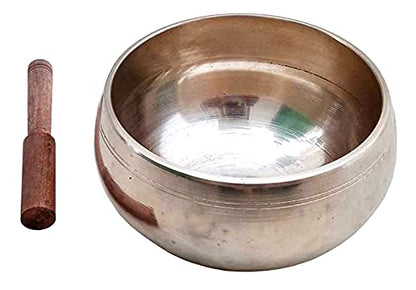 Purpledip Bell Metal Singing Bowl: Dhyana Musical Instrument For Meditation, 3.5 Inches, Gold (12397) - style: Scripture design | 4 inches | Gold | No pillow cushion