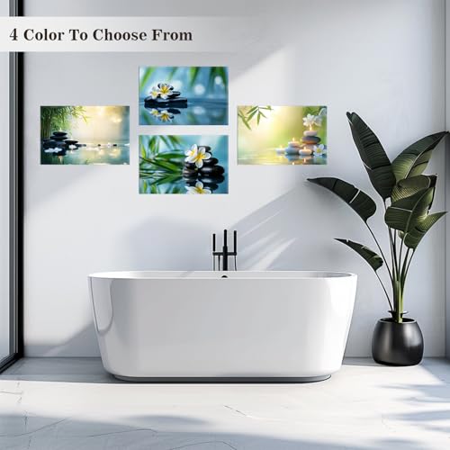 PLIDAAYO Zen Bathroom Wall Art Meditation Candle Canvas Print Picture Bamboo Black Zen Stone Poster Still Life Water Painting for Yoga Bedroom Home Decor(Zen-04,12"x18")