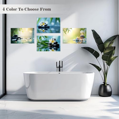 PLIDAAYO Zen Bathroom Wall Art Meditation Candle Canvas Print Picture Bamboo Black Zen Stone Poster Still Life Water Painting for Yoga Bedroom Home Decor(Zen-04,28"x42")