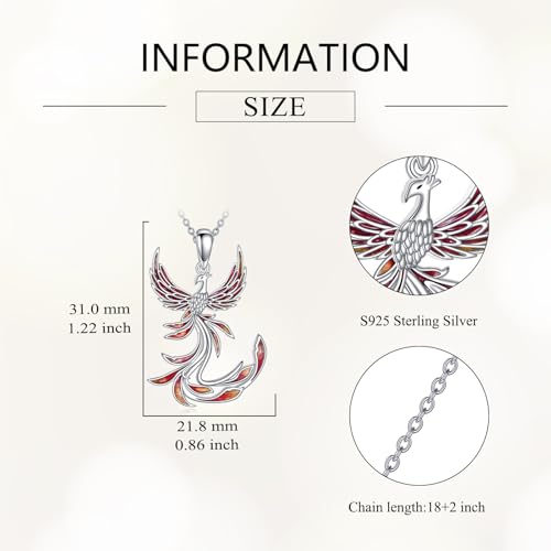 Animal Necklace 925 Sterling Silver Pendant Jewelry Gift for Women Animal Lover - style: Phoenix