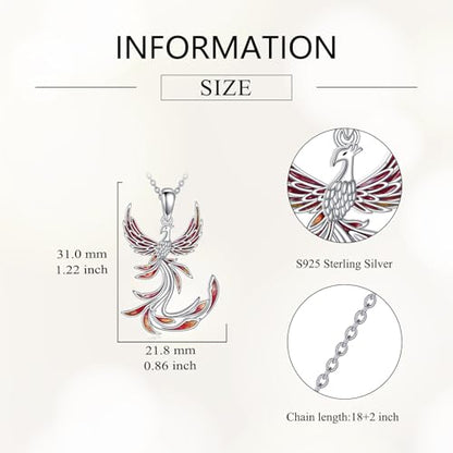 Animal Necklace 925 Sterling Silver Pendant Jewelry Gift for Women Animal Lover - style: Phoenix