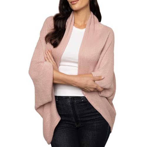 Cocoon Knit Shawl Scarf for Women, Soft Pashmina Poncho Wrap, Stylish Shawl and Scarf - color: Pink