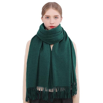 RIIQIICHY Winter Scarfs for Women Pashmina Shawls Wraps for Evening Dresses Large Warm Soft Scarves - color: Green-1