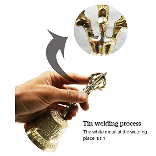 Lseqow Tibetan Hand Bell, Handmade Hand Bell Buddhist Bell Tea Meditation Alarm Prayer Tibetan Bell Dorje Vajra Buddhist Bell