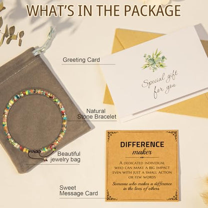 Thank You Gifts for Women: Teacher Appreciation Office Gifts for Coworkers Employee Boss Lady Manager Colleague Natural Stone Bracelet - color: King-MAKER