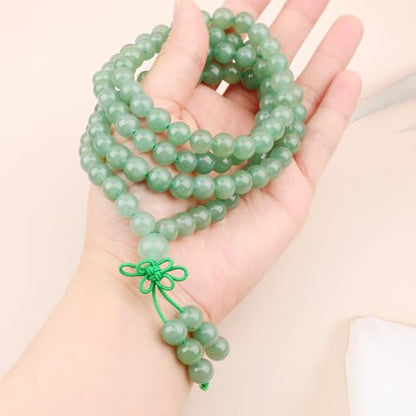 AD Beads 6mm 8mm 108 Prayer Mala Jasper Elastic Bracelet - Handmade Yoga Meditation Healing Power Energy Gifts for Unisex Adult.