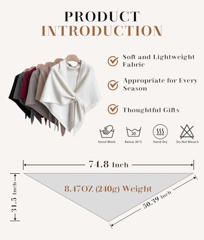 Shawl Wraps Women Pashmina Cardigan Triangle Cape Knit Shoulder Top Sweater Scarf for Fall Winter - color: 01 Brown
