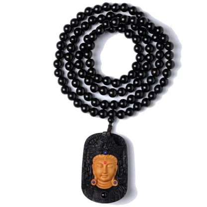 Zen Dear Unisex Natural Ebony Wood Buddhist Prayer Bead Necklace Bracelet Tibetan Prayer Mala Beaded Black - style: 08mm 108beads+guanyin