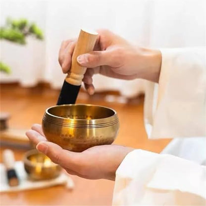 Tibetan Singing Bowl Meditation Set - Traditional Nepalese Bowl with Cushion & Mallet for Mindfulness, Stress Relief, Yoga, Zen Practice - Perfect Spiritual Gift (20cm Diameter) - size: Calibre 17.5cm