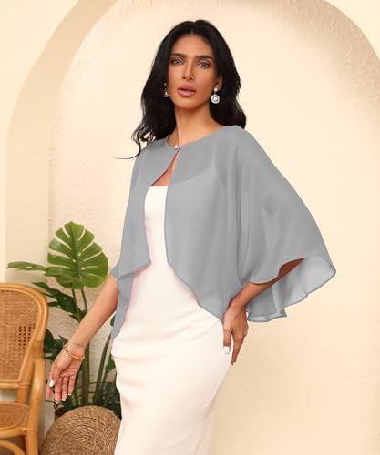 Chiffon Large Capelets Shawl Wraps Women's Girls Shrug for Evening Dress Wedding Cape Cover Up 1920s