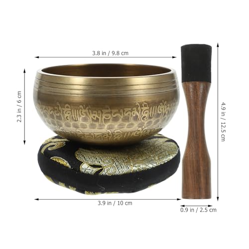 BESPORTBLE Yoga Meditation Bowl Hand-hammered for Mindfulness and Peace of Mind Handmade Singing Bowl Set for Yoga Vipassana and Spiritual Relaxation Gift for Men and Women