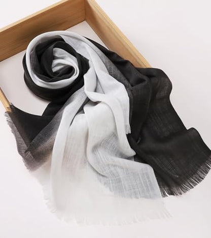 Women's Cotton Scarves Lady Light Soft Fashion Solid Scarf Wrap Shawl - color: 1 # Black and White