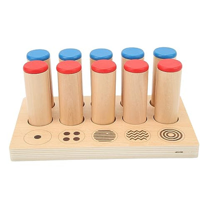 GLOGLOW Nan Kids Wooden Sound Cylinders Toy, Basswood Material, 5 Patterns for Sensory Development, Ideal for Children Ages 2 to 5 Infant Touch Sensory Training Toy