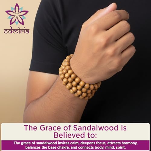 Sandalwood Bracelet for Women Men Buddhist Prayer Strand Chandan Bracelet Handmade Stretchable Elastic Sandalwood Beaded Wristbands for Yoga Meditation - style: 108 Beads 8mm Bracelet