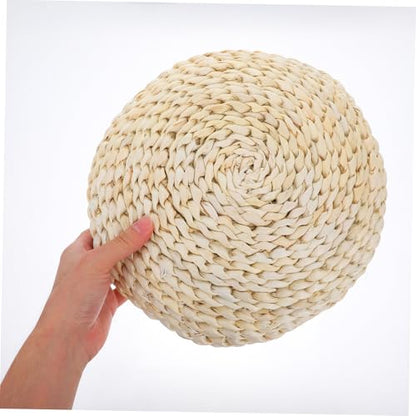 SOLUSTRE Yoga Mat Companion: 30x30cm Round Straw Braid Meditation Cushion Hand-Woven Seat Pad