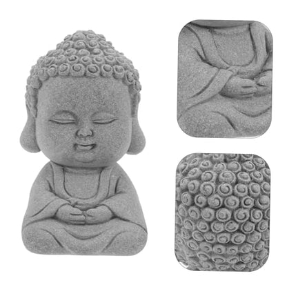 PRETYZOOM Handcrafted Sandstone Buddha Statue Minimalist Decor for Home Garden and Tea Elegant Indoor Desktop Sculpture Peaceful Ambiance Creator