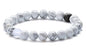 Men Women 8mm Tiger Eye Stone Beads Bracelet Elastic Natural Stone Yoga Bracelet Bangle - color: Simulated Howlite-21003
