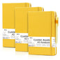 feela 3 Pack Notebooks Journals Bulk with 3 Black Pens, A5 Hardcover Notebook Classic Ruled Lined Journal Set with Pen Holder for Work Business Journaling Note Taking, 120 GSM, 5.1”x8.3”, Yellow - color: 3 Pack yellow