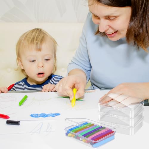 16 Pcs Plastic Crayon Box, Mini Plastic Storage Containers with Lid, 4.5x3.4 Inches Clear Rectangle Box Small Storage Boxes for Crafts, Jewelry Beads, Office Supplies (Clear) - color: Clear
