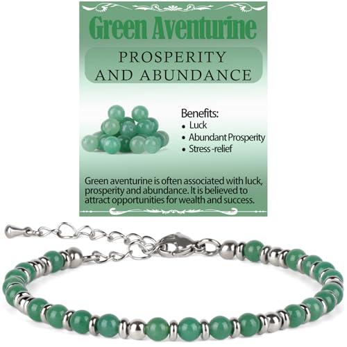 LPBeads Beaded Bracelets for Women Energy Gemstone Charm Jewelry Adjustable Bracelet Gifts for Mom, Daughter, Wife, Friends, Bestie - color: Green Aventurine