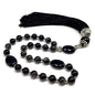 Mala Prayer Beads - Mala Necklace - Tibetan Mala Prayer Beads Meditation Beads Yoga Necklace - color: (POCKET MALA)-Silver Sheen Obsidian Natural Stone -8 mm- 27 Beads
