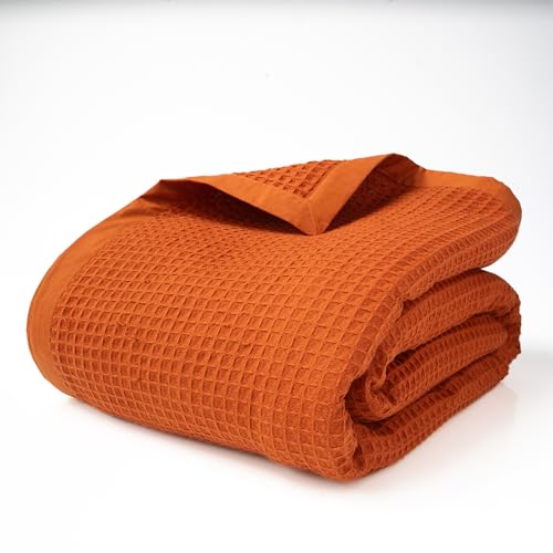 GOTS Certified 100% Organic Cotton Salt Earth Throw Blanket, 90"X 90" Blankets & Throws For Bed, Throw Blanket For Couch,Modern & Cozy Blanket, All Season Waffle Blanket, Soft Blanket (Cinnamon Stick) - color: Cinnamon Stick, size: Organic Cotton - Queen