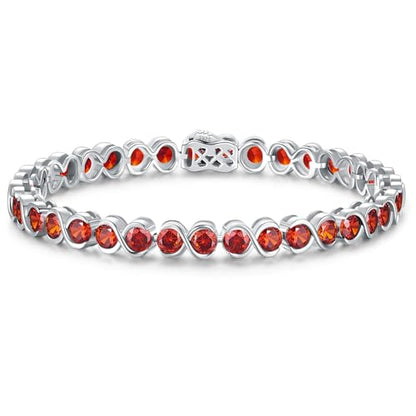 Birthstone Bracelets for Women, Sterling Silver 7 Inch Infinity Tennis Bracelet, Wedding Anniversary Birthday Jewelry Gifts for Women Wife Girlfriend Mom Her - color: 01-Jan-Garnet