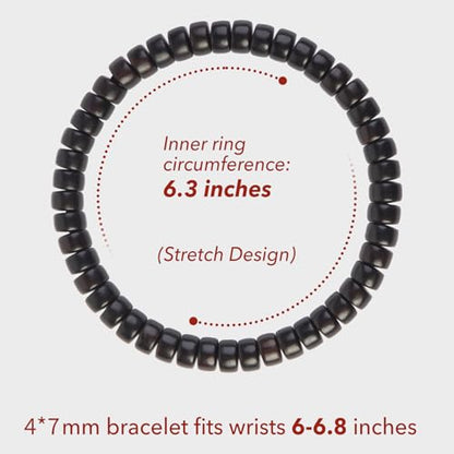 Prayer Bead bracelet Mala Beaded Bracelets for Men Women 12/15MM … - color: 4*7mm Barrel beads Ebony
