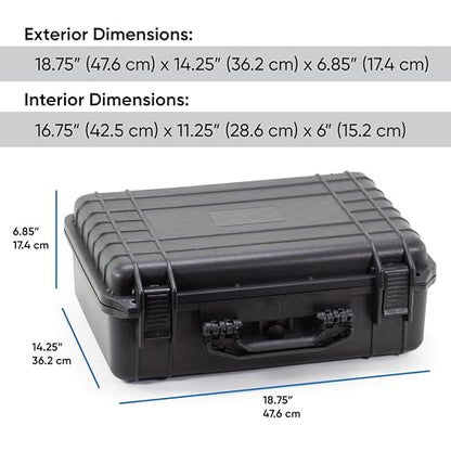 Waterproof Hard Case - Crushproof & Dustproof - Foam Protection - Pressure Equalization Valve - Portable Protective Storage Box for Travel, Hunting, Military, Tactical - 19-Inch (Black)