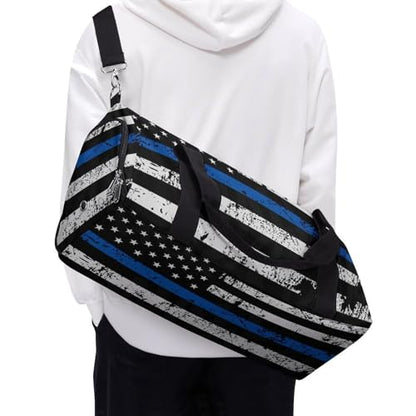Thin Blue Line Flag Police Large Capacity Portable Fitness Bag, Easy to Carry - color: Thin Blue Line Flag Police