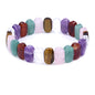 Keleny Semi Precious Stones 14mm Faceted Oval Beads Crystal Rock Elastic Bangle 7.5 Inch - color: Assorted Stones