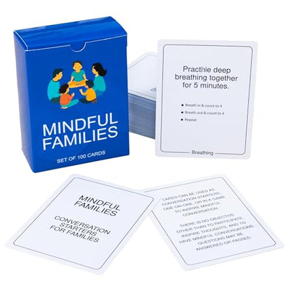 100 Mindful Families Conversation Cards – Mindfulness, Gratitude & Breathing Prompts for Self Care at Home, Travel & Therapy