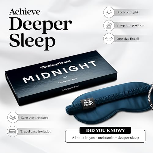 Pure Silk Sleep Mask [100% 6A Mulberry Silk, 22 Momme] Light Blocking Travel Essentials. Eye Masks for Sleeping. Black Oeko-Tex Blindfold. Eye Covers for Men & Women - color: Midnight Navy