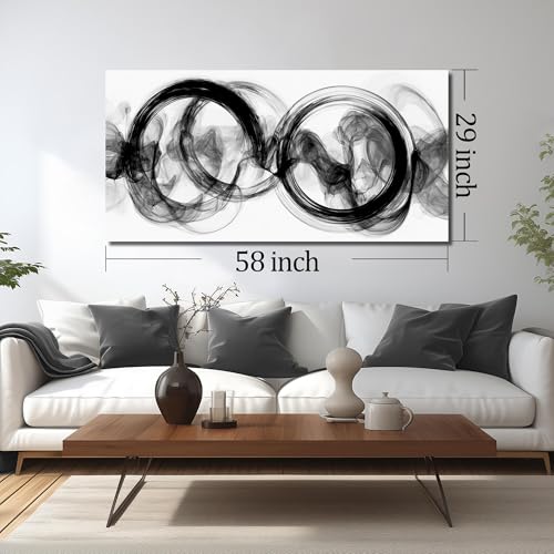Black and White Abstract Wall Art for Office Modern Art Wall Decor for Living Room Large Wall Pictures for Bedroom 29 x 58 Inch - size: 58"L x 29"W